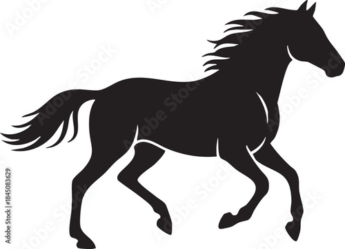 Minimal Running Horse Silhouette Vector Logo in Flat Black Design