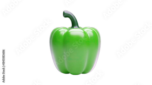 Green Bell Pepper Isolated on White Background