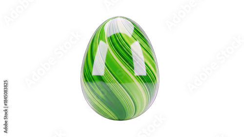 Green Swirl Easter Egg on White Background