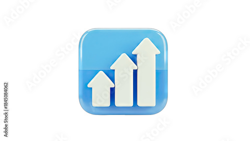 Growth Icon with Arrows Pointing Up on Blue Background