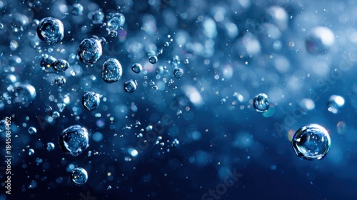 Wallpaper Mural Underwater Bubbles Rising: Captivating Abstract Motion with Dynamic Aquatic Texture in Deep Blue Torontodigital.ca