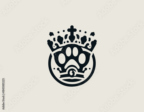 Royal paw emblem symbolizing noble animal strength in refined bold black vector logo illustration