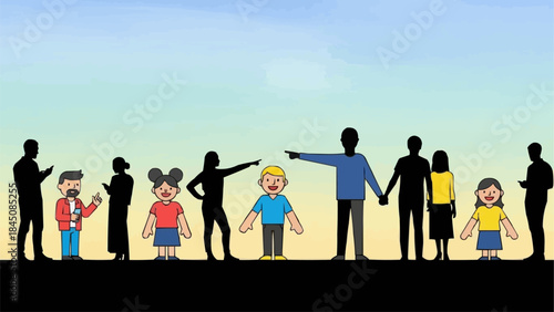 Diverse group of people standing together in a line.