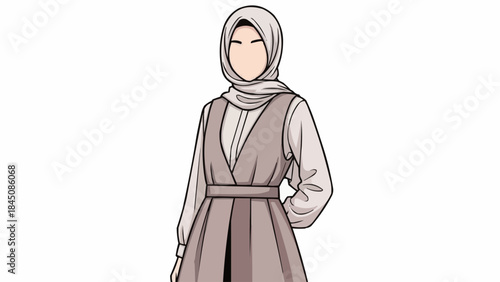 Muslim woman wearing a hijab and modest fashion.