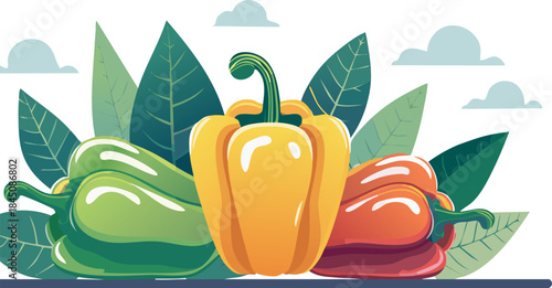 Bell pepper illustration promoting healthy lifestyle choices and positive food culture learning

