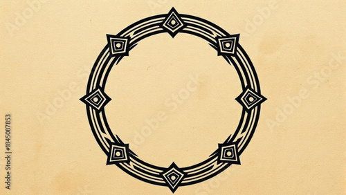 An ornate antique gold vintage photo frame with a floral baroque pattern and a blank empty center for a retro art decoration illustration