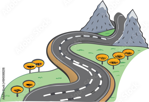 cartoon-road-winding-through-hills-background-on-w.eps