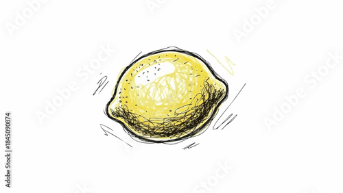 A single bright yellow lemon with a textured peel.