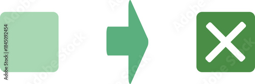 Error and NG icon set with arrow flow