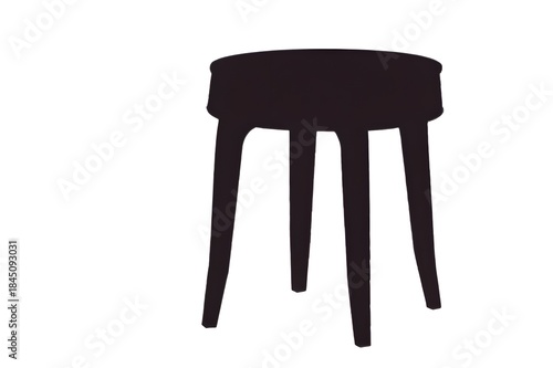 Solid black silhouette of a round coffee table with three legs and simple geometric shape shown as a clean vector furniture object - AI Generated
