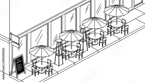 3D office space layout with furniture and equipment.