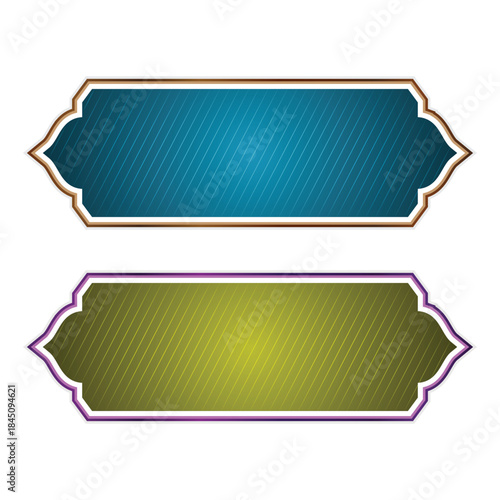 Luxury golden arabic islamic text box title frame border set with ornamental illustration