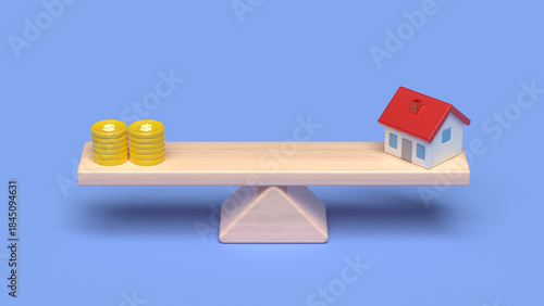 House and Money Balance Budget Concept