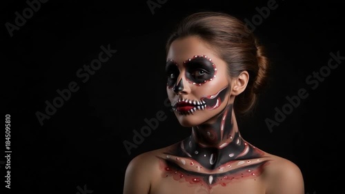 Woman with sugar skull makeup