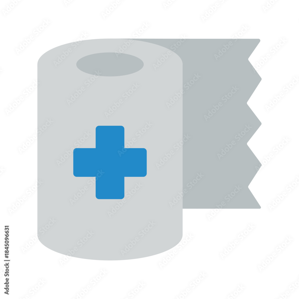 Fototapeta premium Medical bandage roll flat color icon isolated vector 