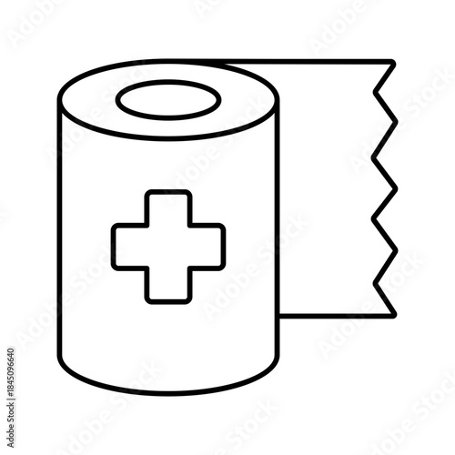 Medical bandage roll line art outline icon vector illustration
