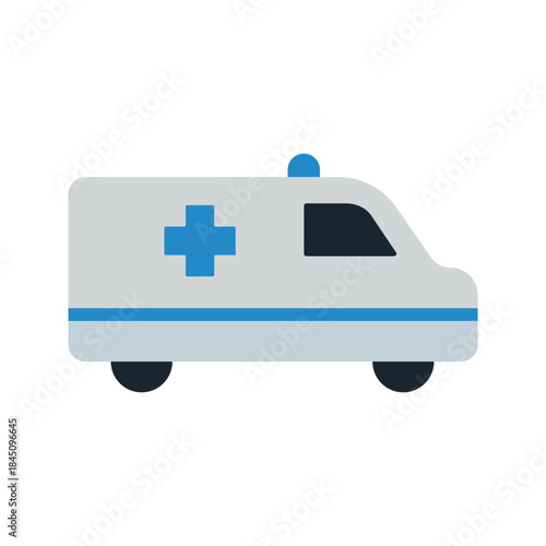 Emergency ambulance vehicle flat color icon isolated vector
