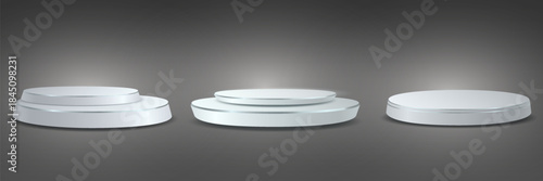 Collection of modern podiums with reflection.