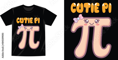 Cute Pi Shirt Design with Kawaii Style Graphic