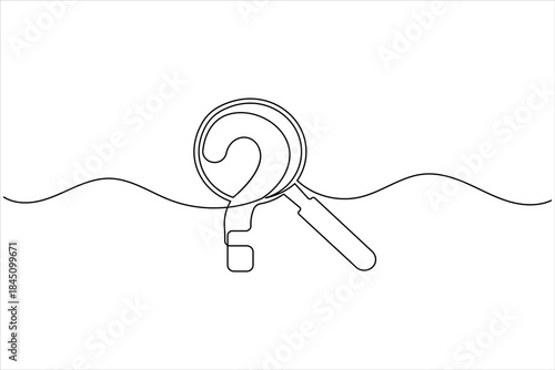 Magnifying glass over a question mark, symbolizing search for answers and solutions