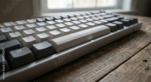 computer keyboard on a wooden table