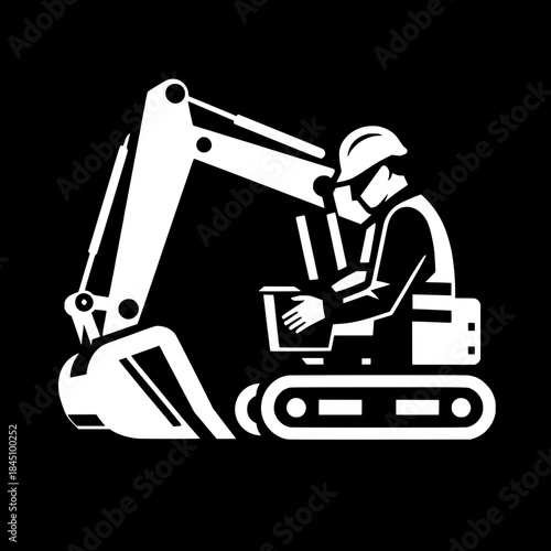 Worker Checking Excavator Bucket