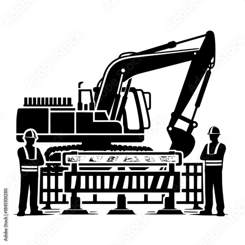Excavator Near Barricades