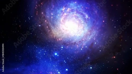 A Breathtaking Interstellar Voyage Past Luminous Nebulae and a Swirling Spiral Galaxy