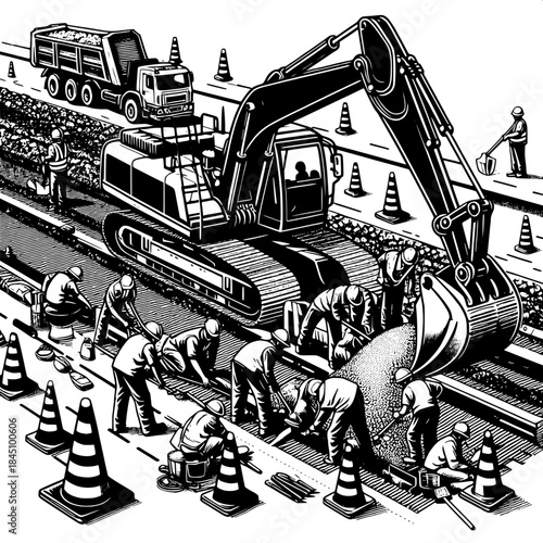 Excavator at Road Construction