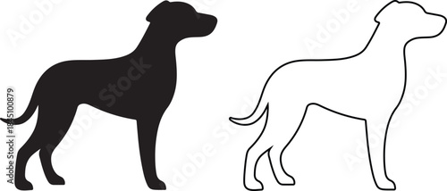 Dog Silhouette & Outline Vector Art
