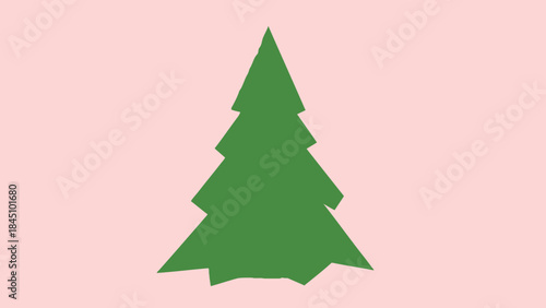 A green christmas tree silhouette on a soft pink background for holiday decoration ideas and seasonal designs