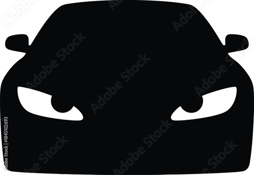 Angry car front view silhouette icon vector graphic