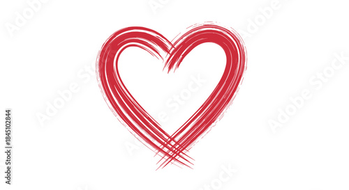 Expressive heart shape created with messy, overlapping red paint or ink brush strokes for a hand-drawn, artistic effect.