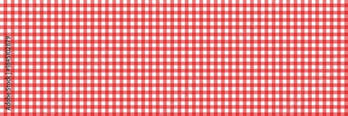 Red and white classic gingham plaid pattern background, a classic checkered tablecloth texture perfect for picnic designs, fabric, or textile use.