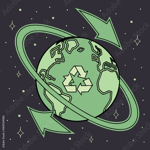 Recycling infinity loop sustainability icon vector illustration