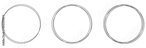 Hand drawn black crayon ovals and circles set. Ellipses in red pencil doodle style. Round freehand shapes, emphasis highlights. Red round rough thin frames. Best Design, Vector illustration.