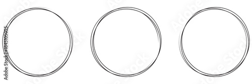 Hand drawn circle line sketch set. Circular vector image. Vector brush strokes circles of paint on white background, doodle round circles for message note mark . eps 10