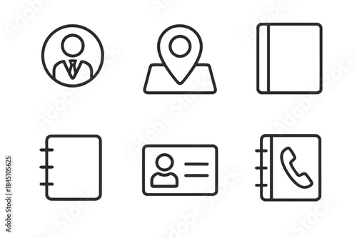 Address Book and Contact List Vector Icons Set