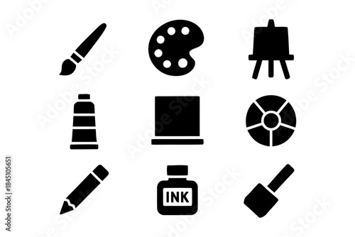 Art supplies set for painting and drawing