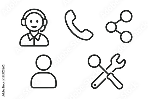 Assistance and Communication Vector Icons Set for Online Service