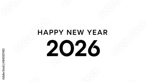A simple text graphic with 'HAPPY NEW YEAR 2026' written in black on a white background, conveying a celebratory and modern mood.