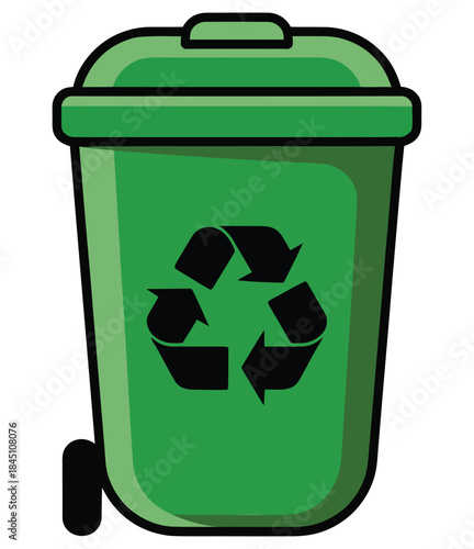 Green recycling bin vector illustration depicting ecofriendly waste management for a sustainable environment future