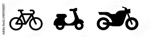 Bicycle, scooter and motorcycle vector illustration