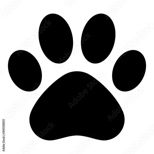 Black Paw Print Isolated on White Background