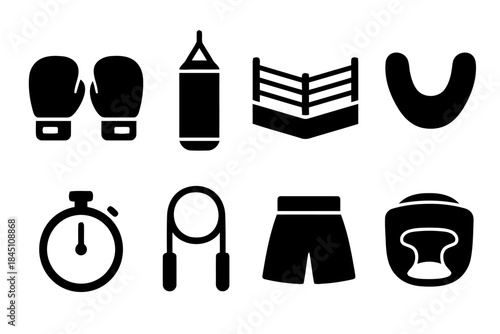 Boxing and martial arts equipment set vector illustration