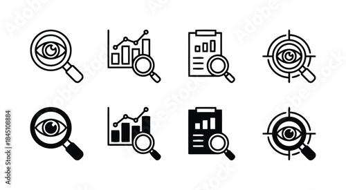 Business Analytics Data Monitoring Icons Vector