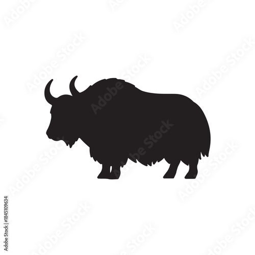 Yak silhouette icon vector flat design