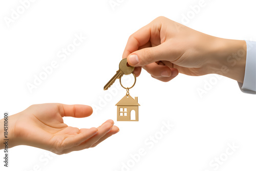 Wallpaper Mural Real estate agent handing house keys to a new homeowner, isolated on a white background Torontodigital.ca