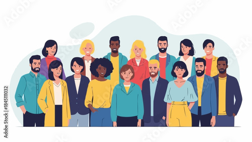 Diverse Group of People Standing Together in a Crowd.