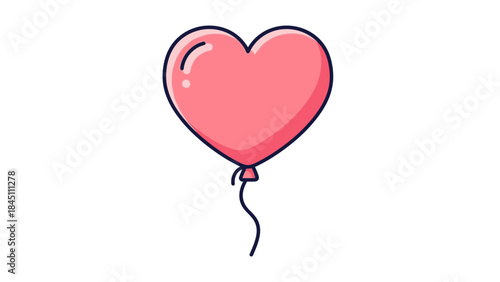 A pink heart-shaped balloon floats against a clean white background on Happy Mother's Day with a joyful and loving mood.